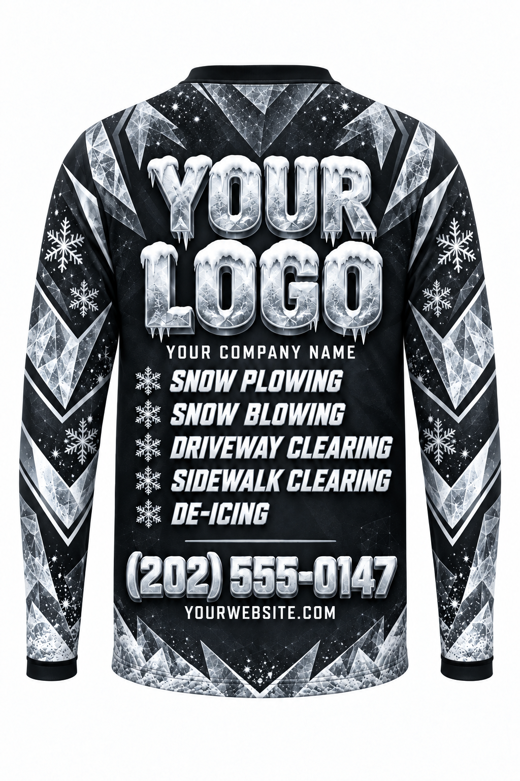 Graphite Ice B custom snow removal crew uniform, long sleeve back view