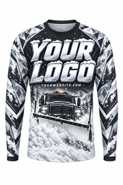 Arctic Camo B custom snow removal crew uniform, long sleeve front view