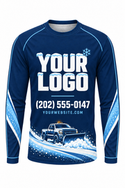 Navy Plow custom snow removal crew uniform, long sleeve front view