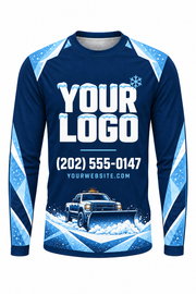 Navy Plow Ridge custom snow removal crew uniform, long sleeve front view