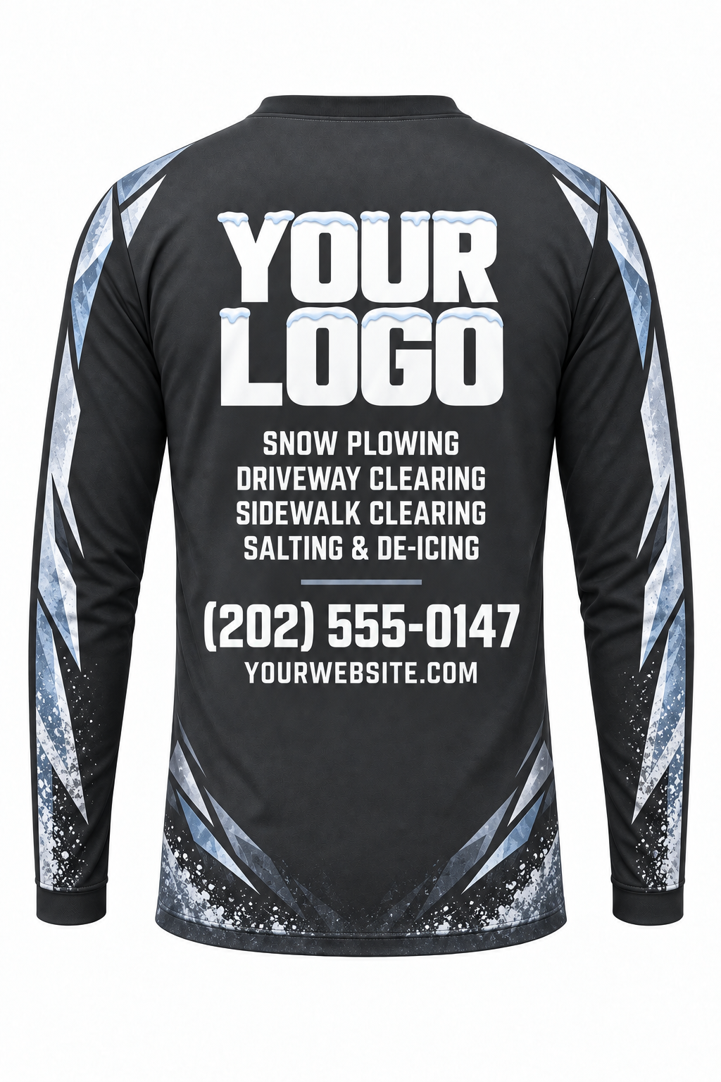 Graphite Shovel custom snow removal crew uniform, long sleeve back view