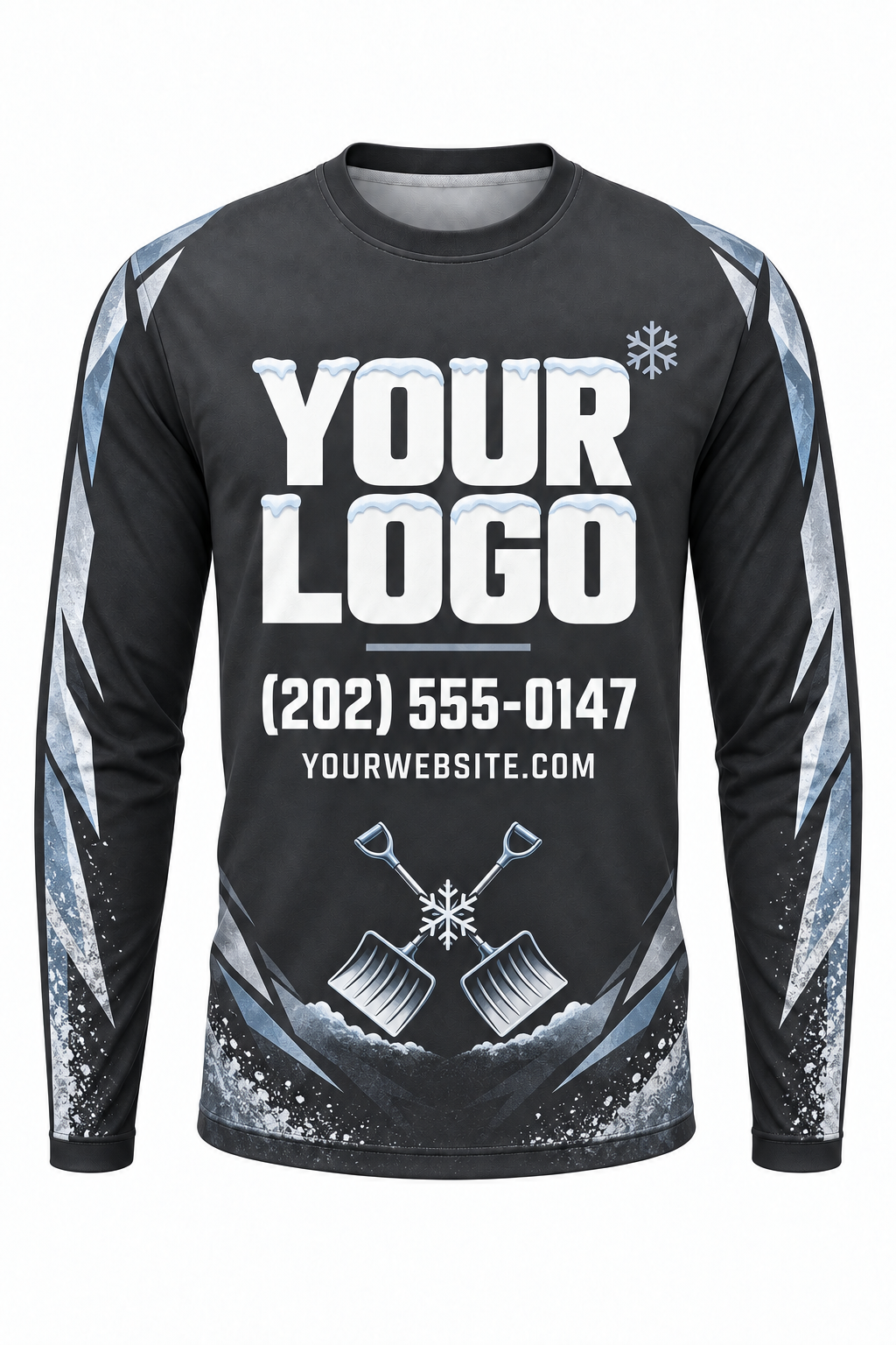 Graphite Shovel custom snow removal crew uniform, long sleeve front view