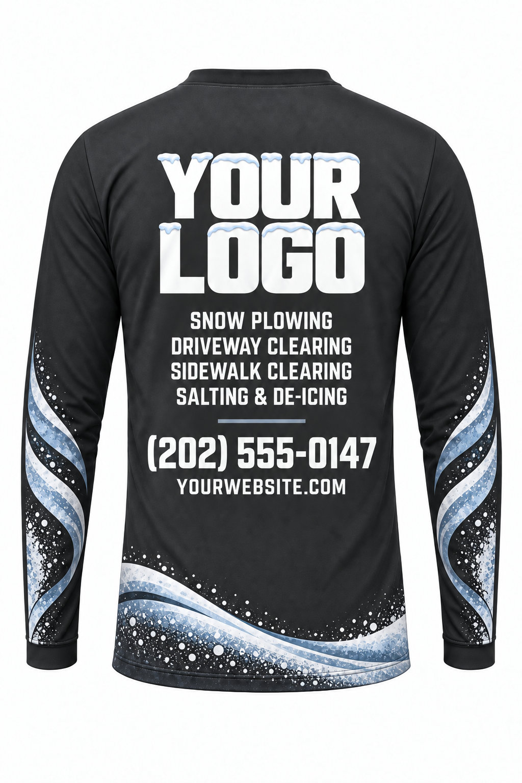 Graphite Shovel Drift custom snow removal crew uniform, long sleeve back view