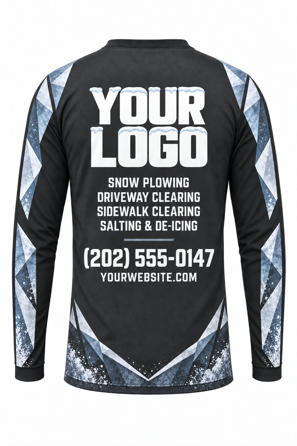 Graphite Shovel Ridge custom snow removal crew uniform, long sleeve back view