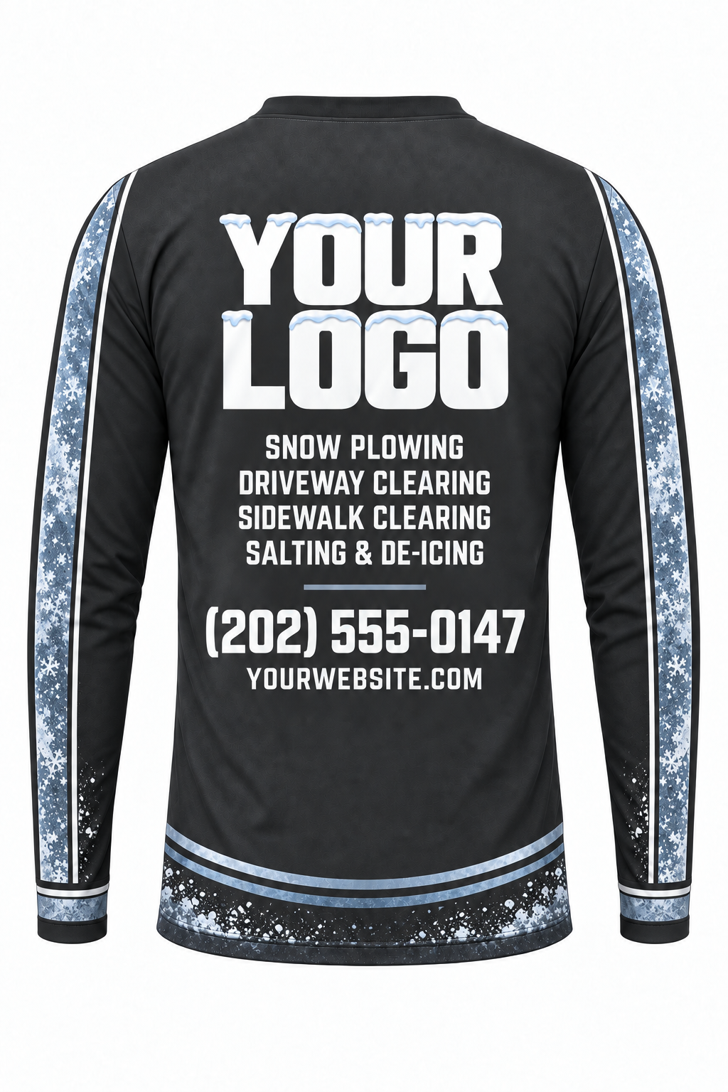 Graphite Shovel Trail custom snow removal crew uniform, long sleeve back view