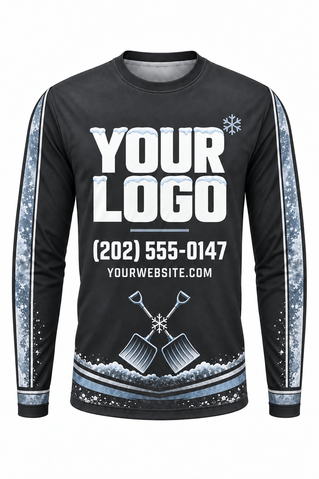 Graphite Shovel Trail custom snow removal crew uniform, long sleeve front view