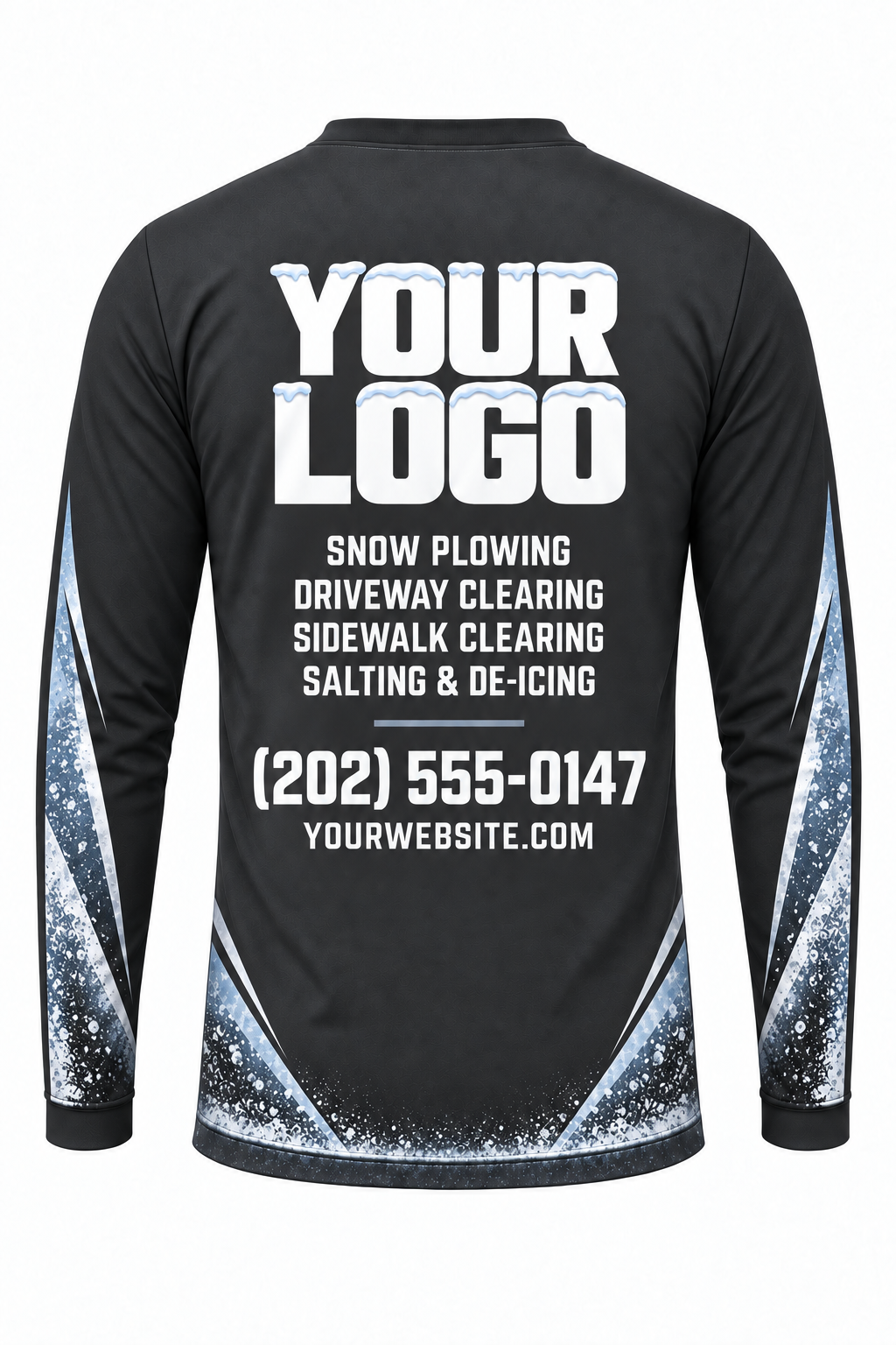 Graphite Shovel Frost custom snow removal crew uniform, long sleeve back view