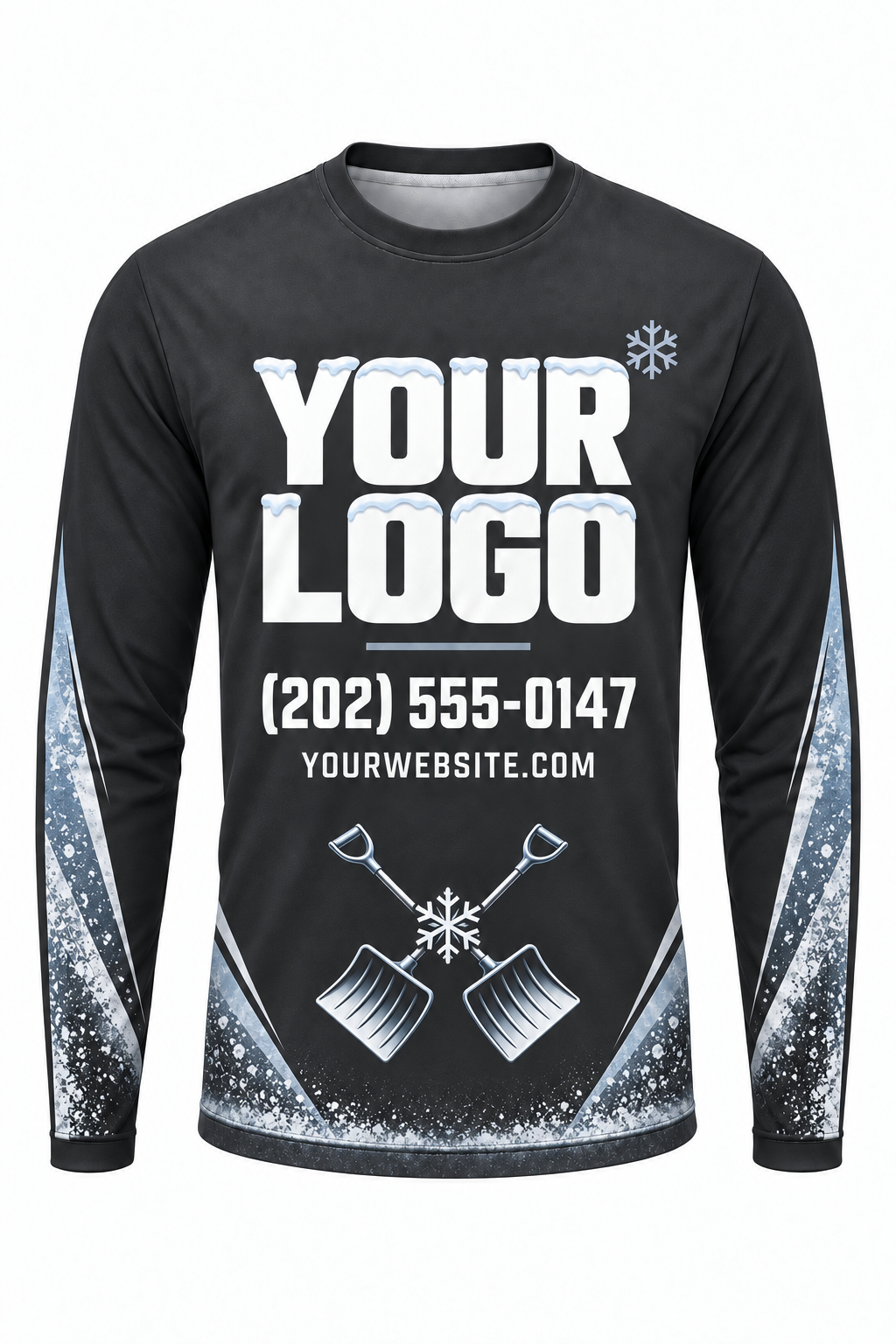 Graphite Shovel Frost custom snow removal crew uniform, long sleeve front view