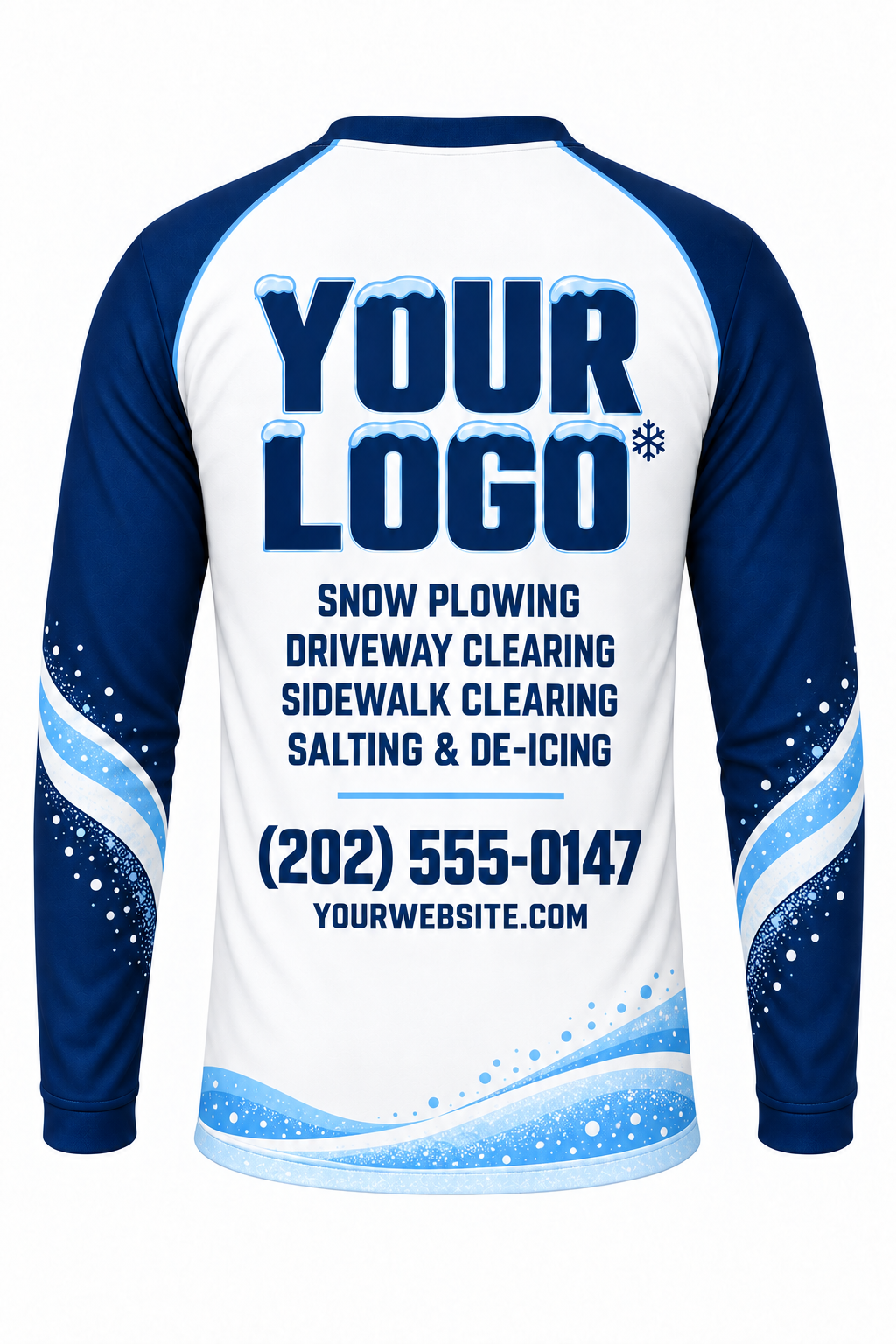 Arctic Blower Drift custom snow removal crew uniform, long sleeve back view