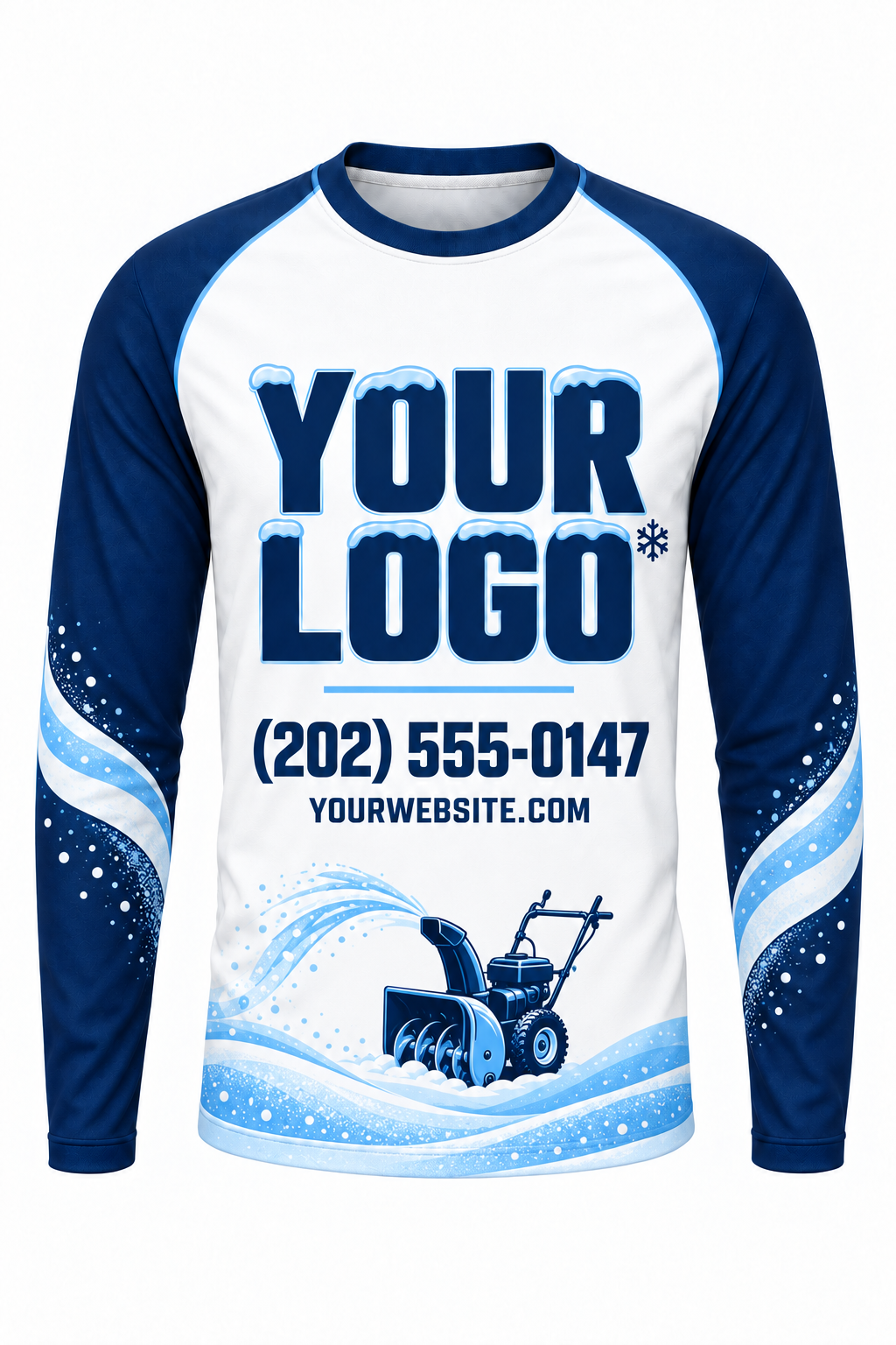 Arctic Blower Drift custom snow removal crew uniform, long sleeve front view