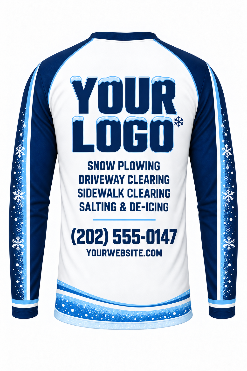 Arctic Blower Trail custom snow removal crew uniform, long sleeve back view