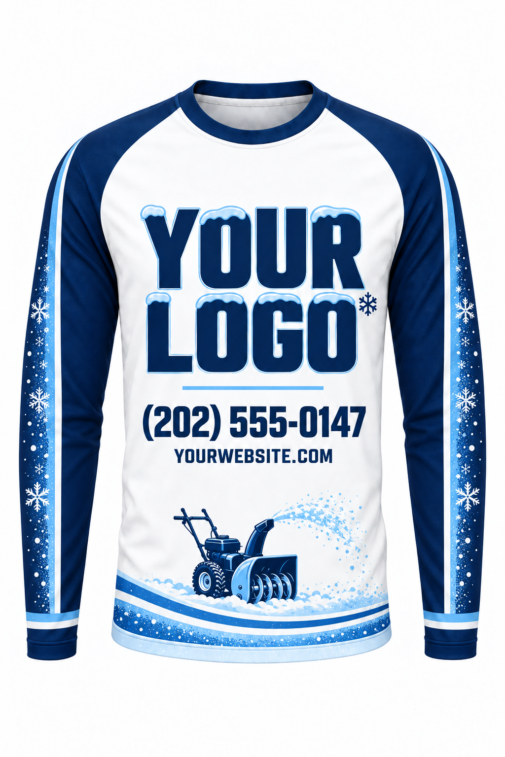 Arctic Blower Trail custom snow removal crew uniform, long sleeve front view