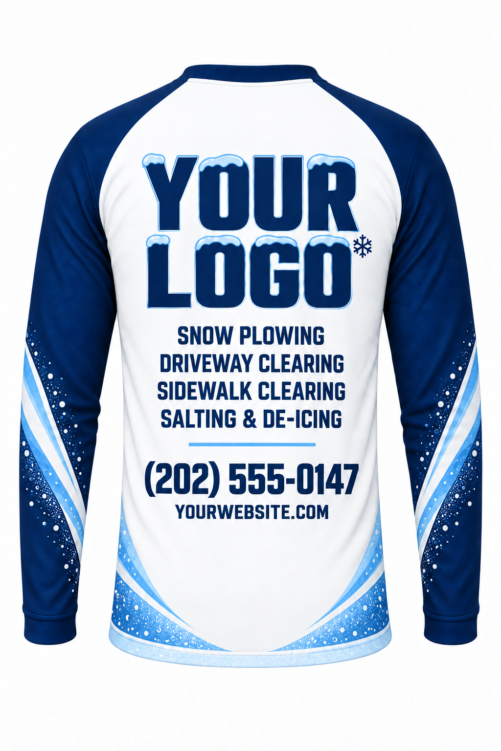 Arctic Blower Frost custom snow removal crew uniform, long sleeve back view
