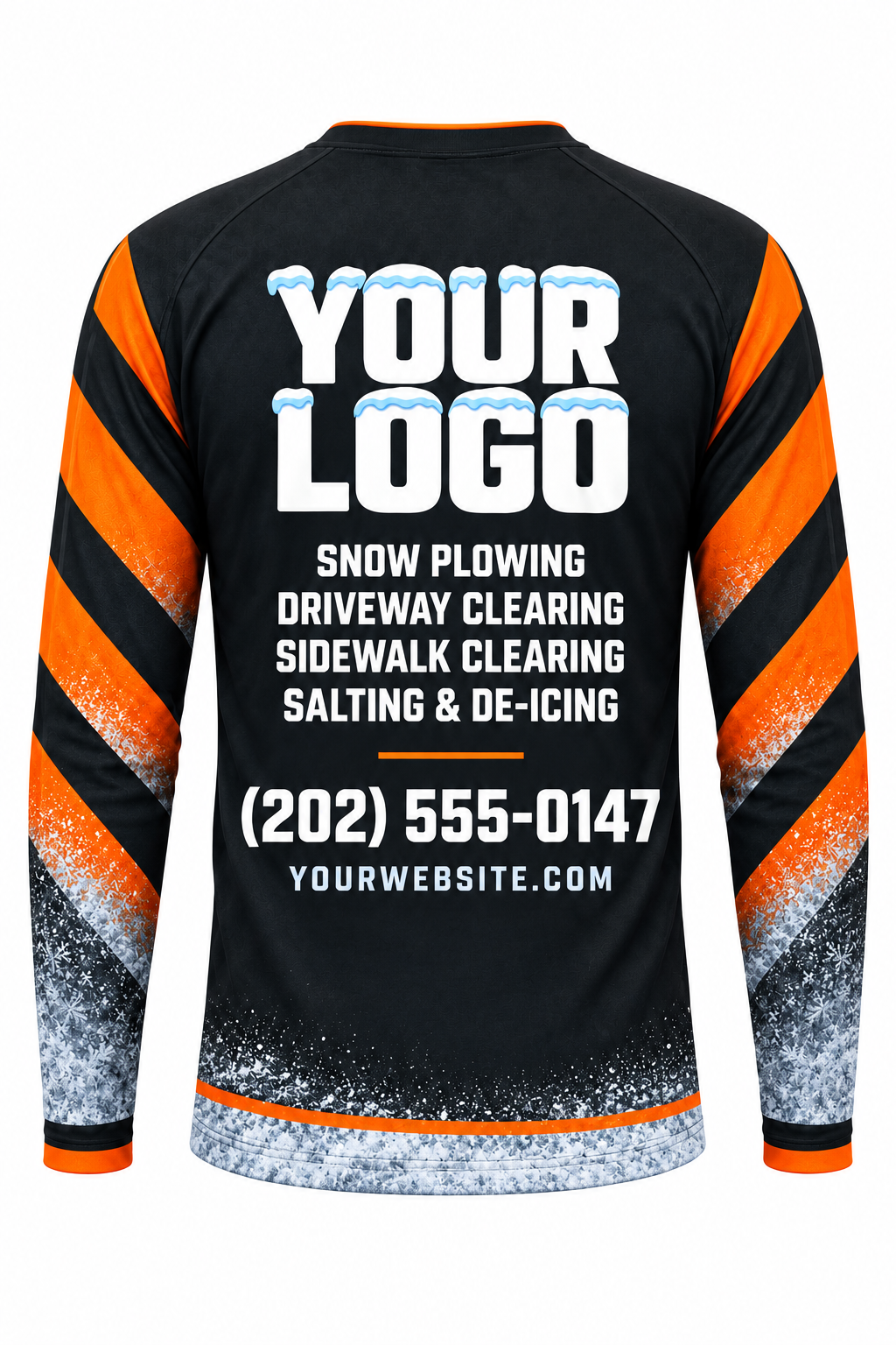 Midnight Loader custom snow removal crew uniform, long sleeve back view
