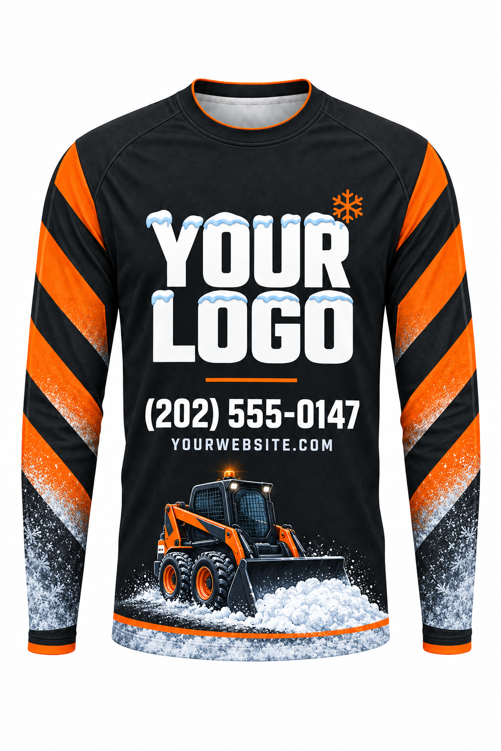 Midnight Loader custom snow removal crew uniform, long sleeve front view