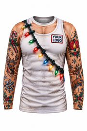Ink and Lights funny Christmas light installer crew uniform, long sleeve front view