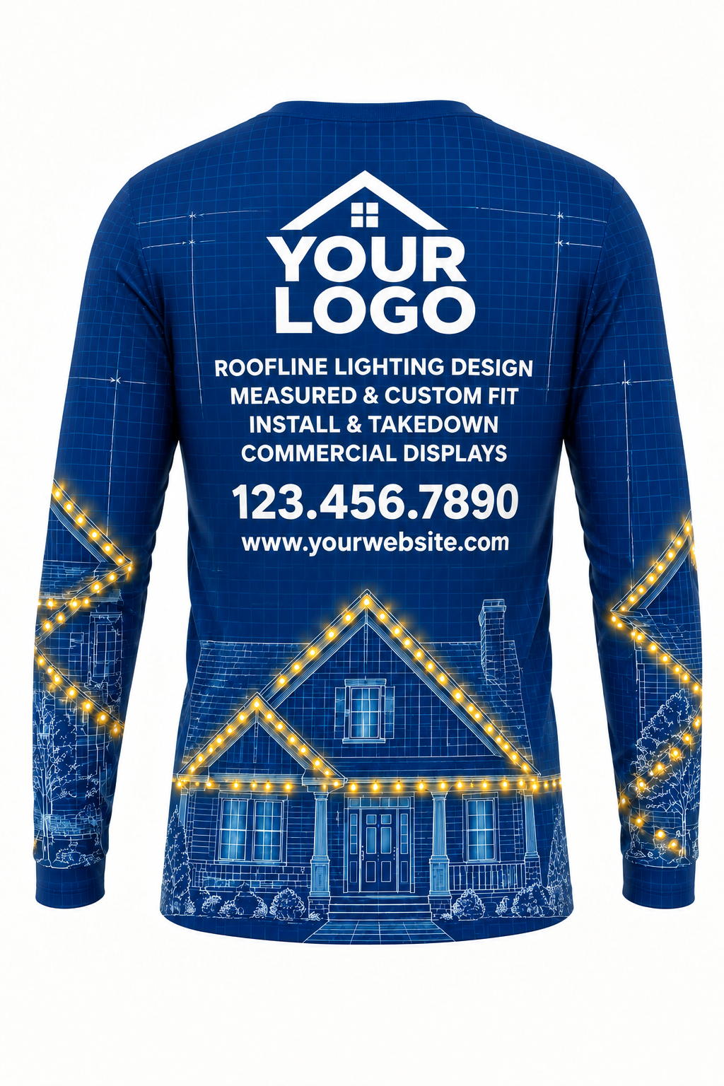 Blueprint Roofline Christmas light installer crew uniform, long sleeve back view