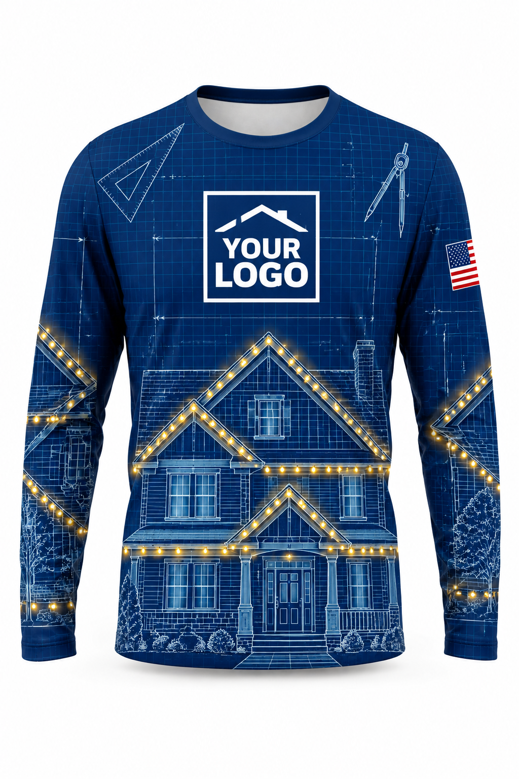 Blueprint Roofline Christmas light installer crew uniform, long sleeve front view