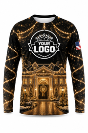 Champagne Estate Christmas light installer crew uniform, long sleeve front view