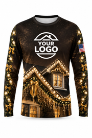 Gilded Gables Christmas light installer crew uniform, long sleeve front view
