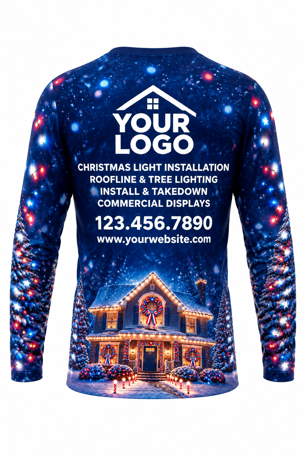Liberty Lights Christmas light installer crew uniform, long sleeve back view