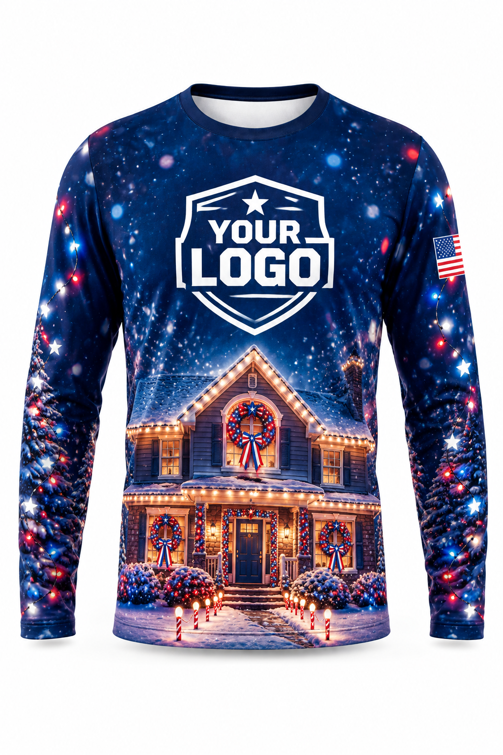 Liberty Lights Christmas light installer crew uniform, long sleeve front view