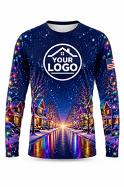 Midnight Neon Street Christmas light installer crew uniform, long sleeve front view