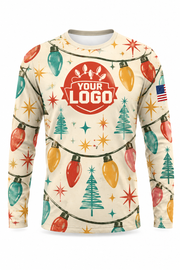 Retro C9 Ornament Era Christmas light installer crew uniform, long sleeve front view