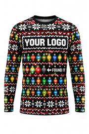 Found The Bulb ugly Christmas sweater crew uniform, long sleeve front view