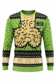 Jingle Bells ugly Christmas sweater crew uniform, long sleeve front view