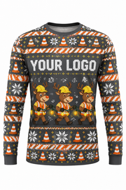 Reindeer Safety Crew ugly Christmas sweater crew uniform, long sleeve front view