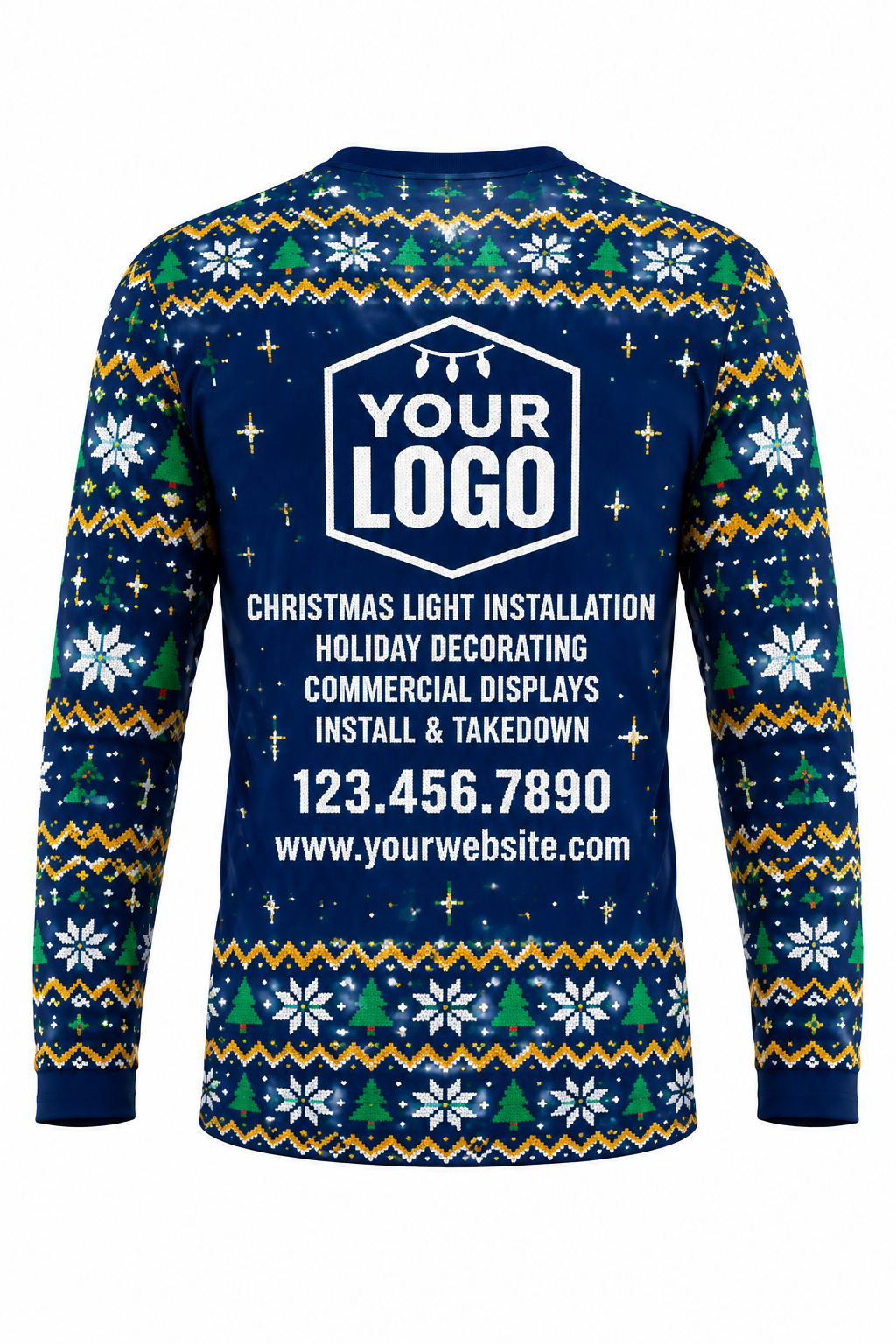 Visible From Space ugly Christmas sweater crew uniform, long sleeve back view