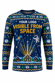 Visible From Space ugly Christmas sweater crew uniform, long sleeve front view