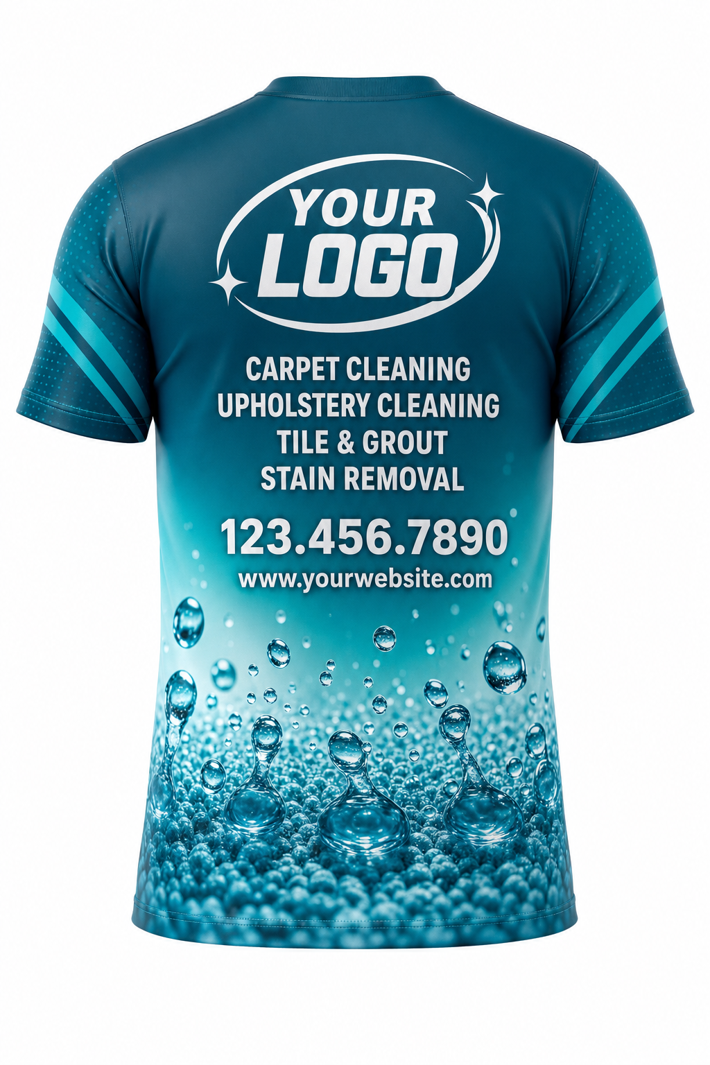 Teal Extraction custom carpet cleaning crew uniform t-shirt — back (tee-back)