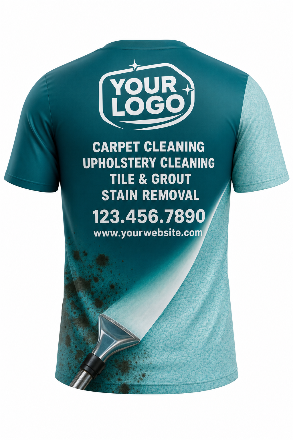 Teal Stain-Lift custom carpet cleaning crew uniform t-shirt — back (tee-back)