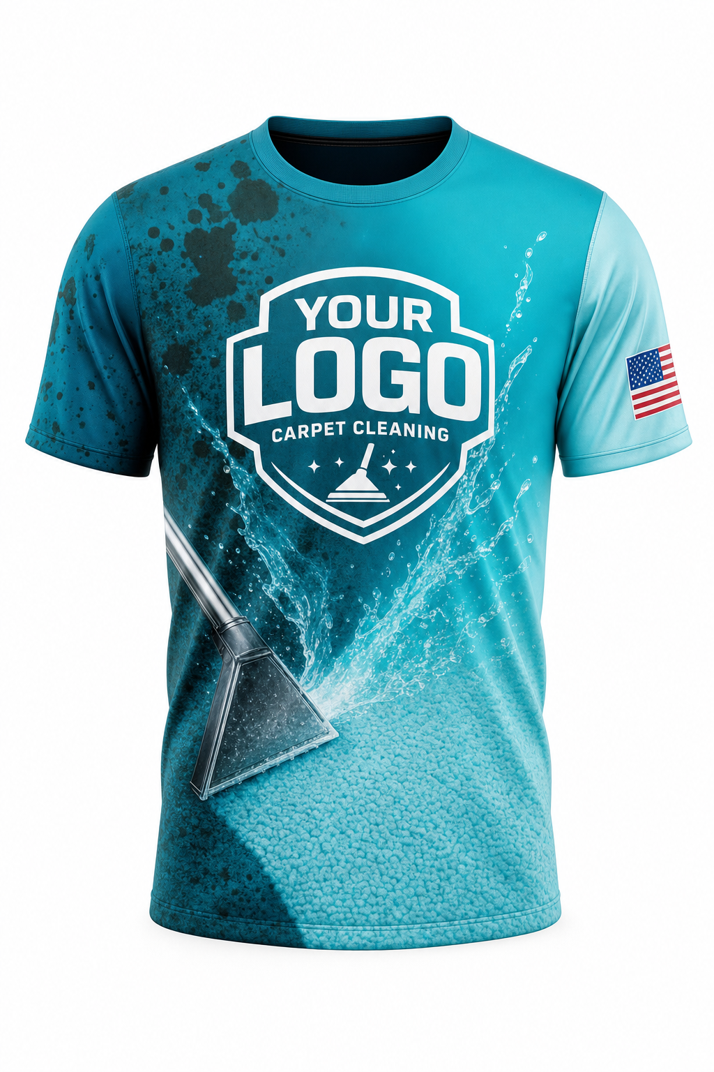 Teal Stain-Lift custom carpet cleaning crew uniform t-shirt — front (tee-front)