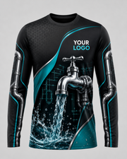 Teal Tap custom plumbing crew uniform, front