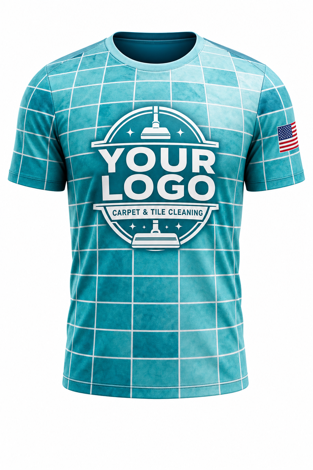 Teal Tile & Grout custom carpet cleaning crew uniform t-shirt — front (tee-front)