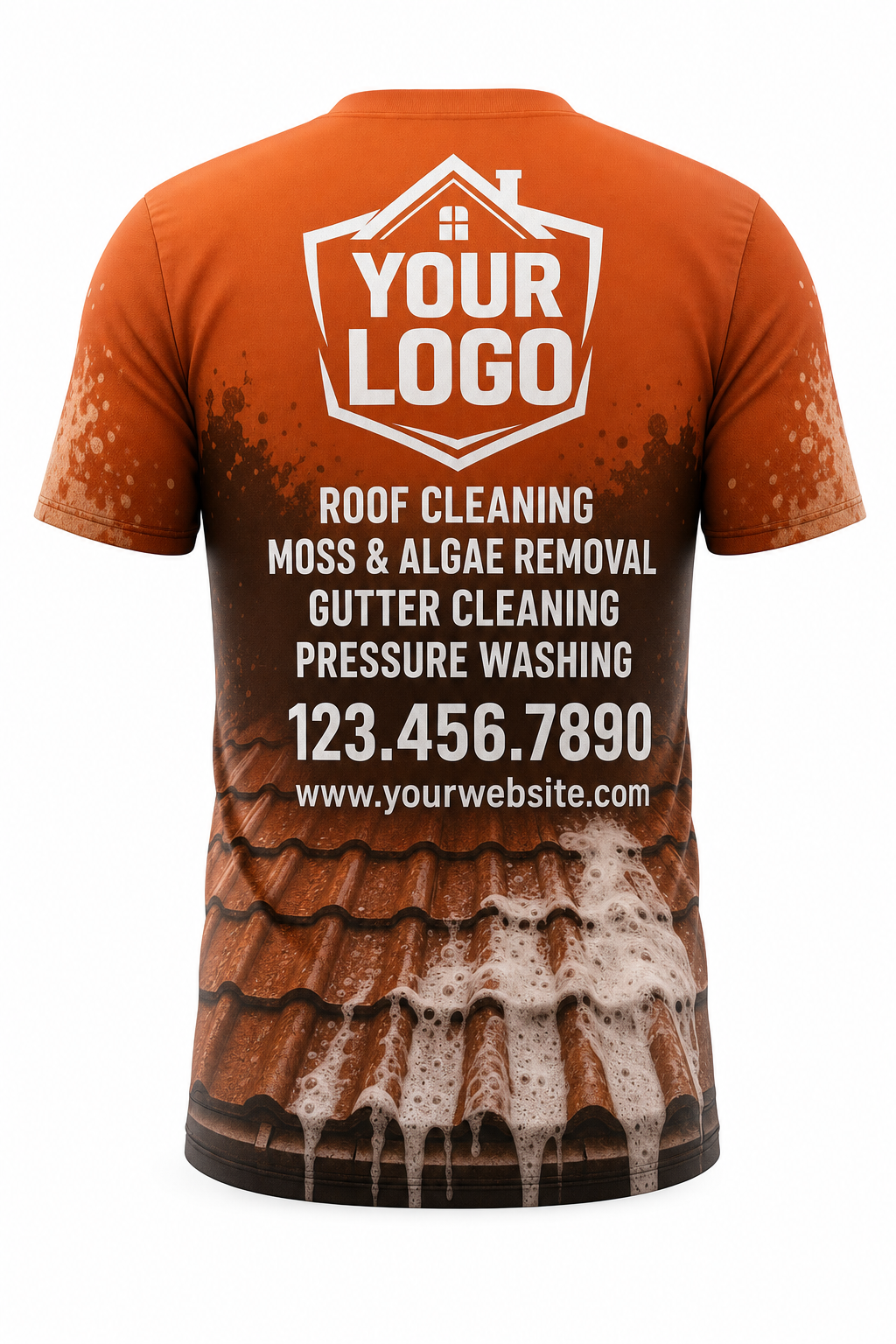Terracotta Soft-Wash custom roof cleaning crew uniform t-shirt — back (tee-back)