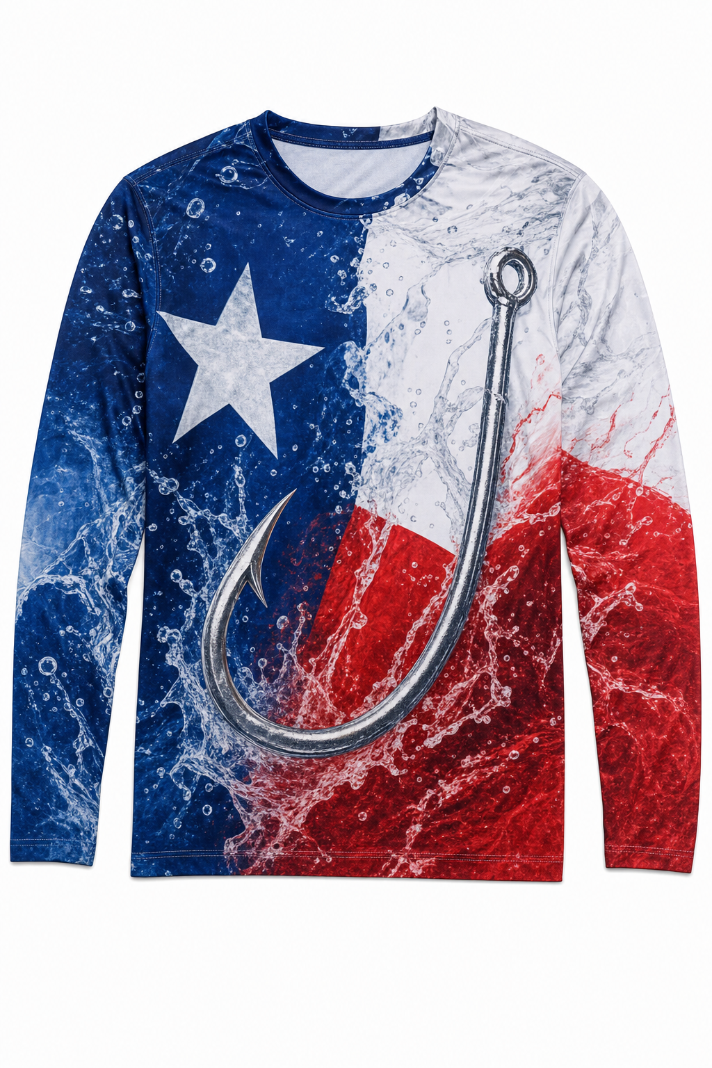 Texas Flag Fish Hook Fishing Shirt - custom crew uniform