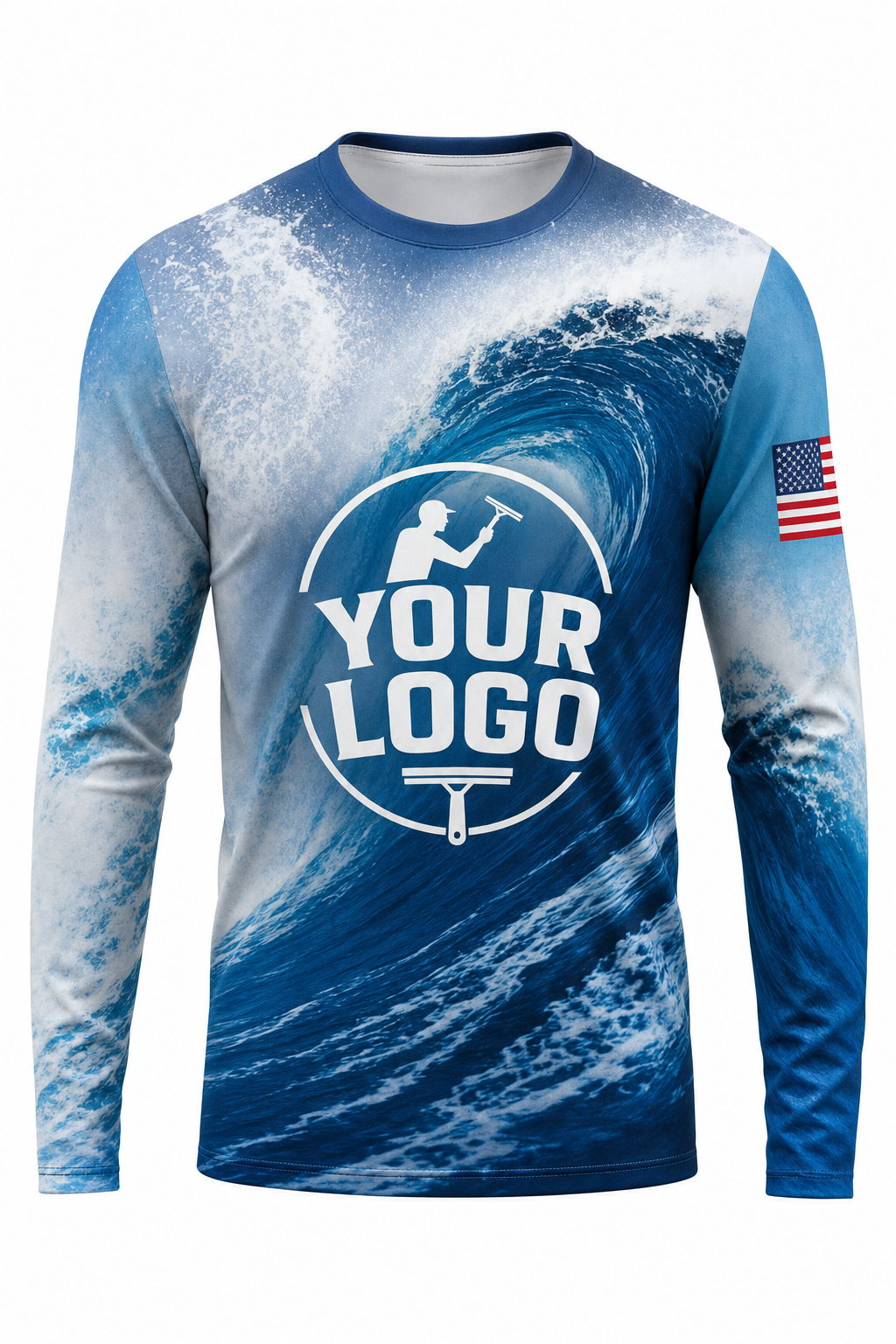 Tidal Wave custom window cleaning crew uniform long-sleeve shirt — front (longsleeve-front)