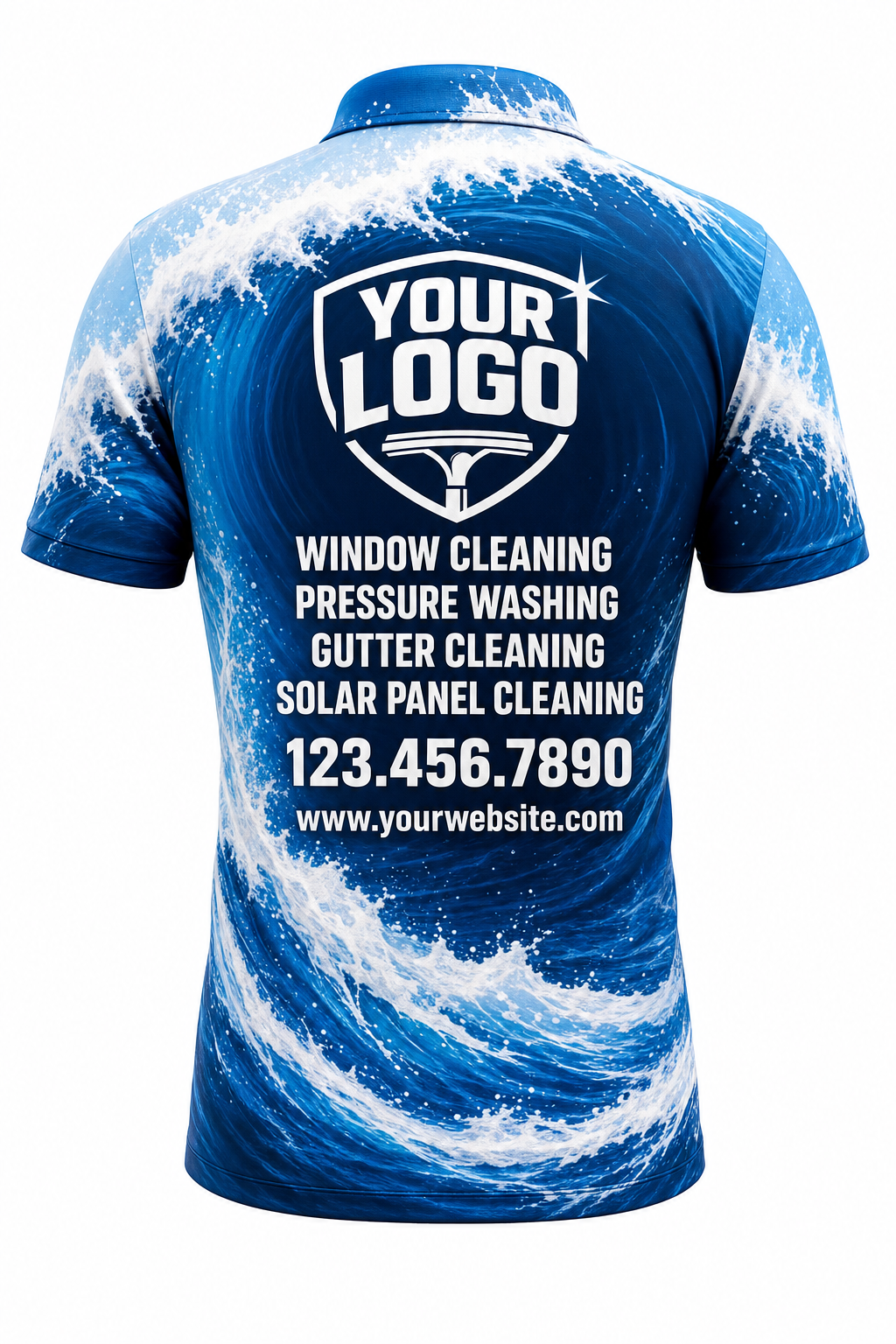 Tidal Wave custom window cleaning crew uniform polo shirt — back (polo-back)
