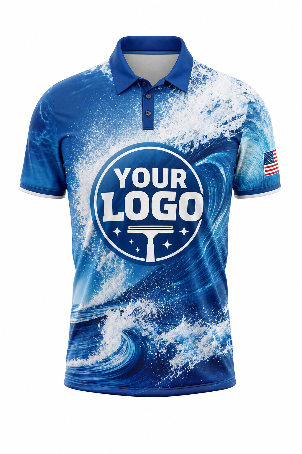 Tidal Wave custom window cleaning crew uniform polo shirt — front (polo-front)