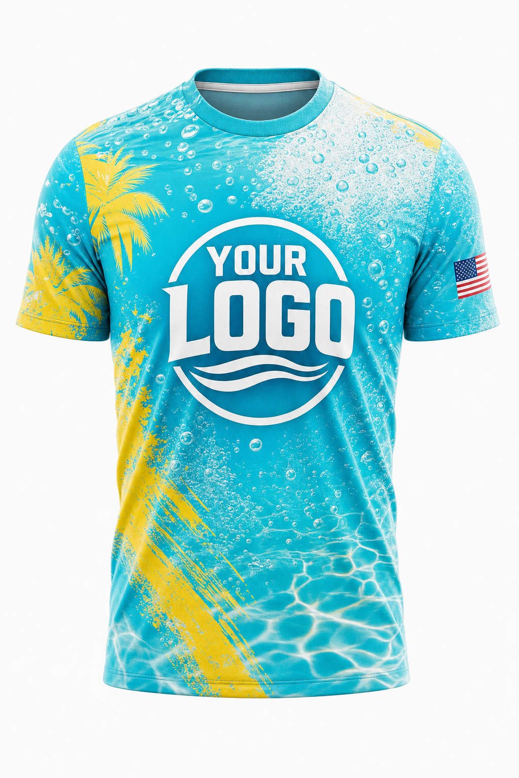 Tropical Bubbles custom pool cleaning crew uniform t-shirt — front (tee-front)