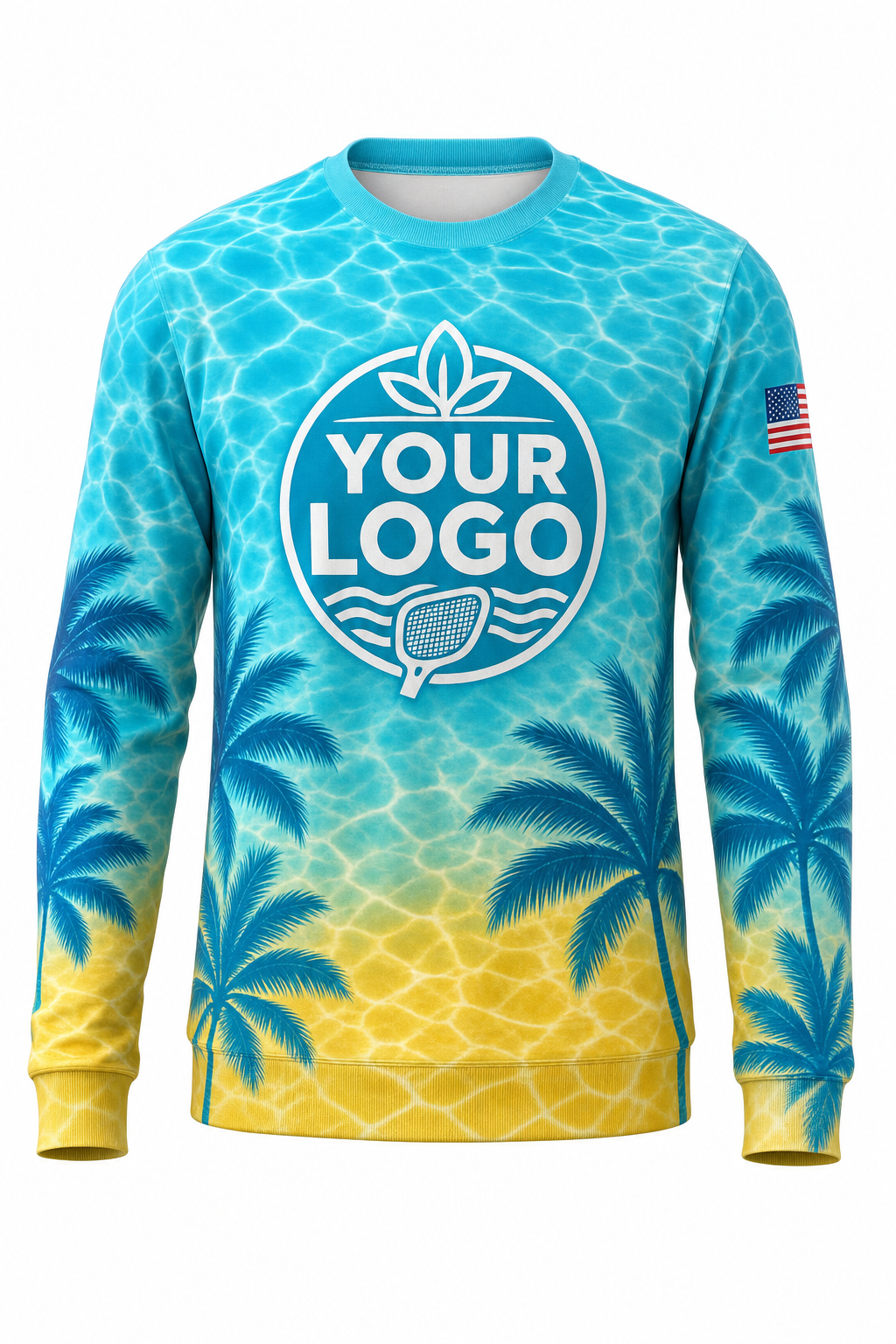 Tropical Caustics custom pool cleaning crew uniform sweatshirt — front (sweatshirt-front)