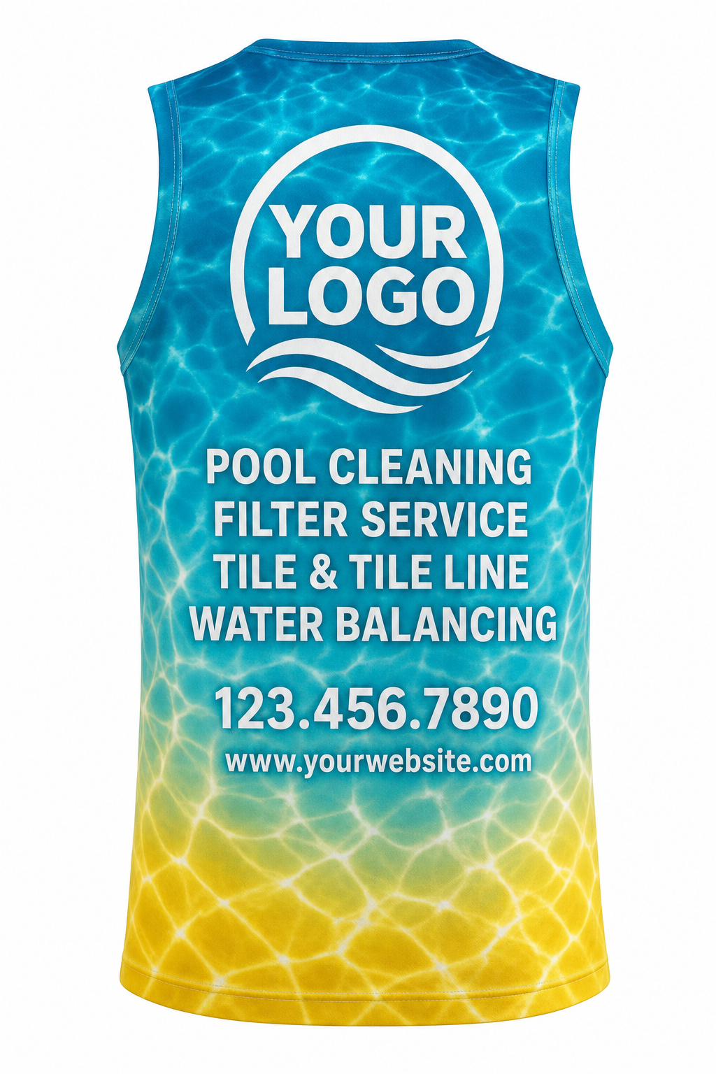 Tropical Caustics custom pool cleaning & service crew uniform Tank Top — back