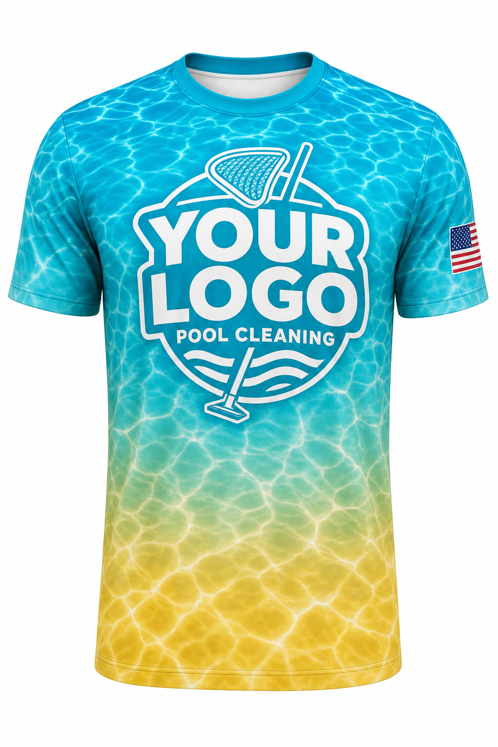 Tropical Caustics custom pool cleaning crew uniform t-shirt — front (tee-front)