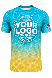 Tropical Caustics custom pool cleaning crew uniform t-shirt — front (tee-front)