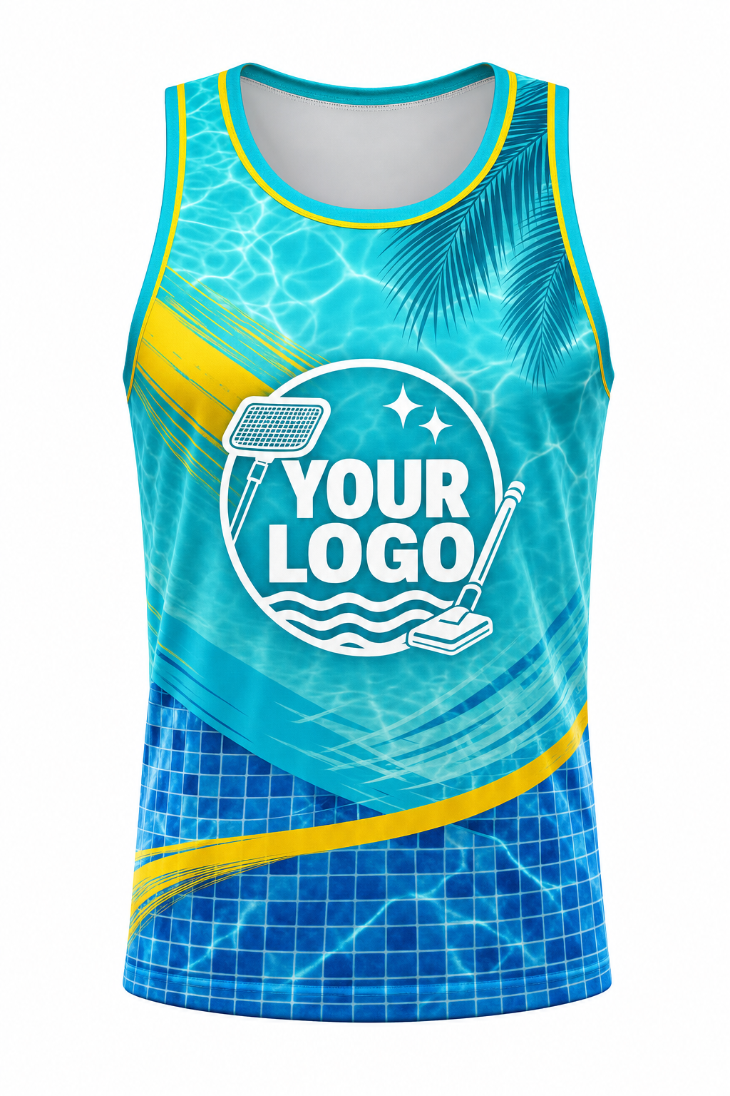 Tropical Mosaic custom pool cleaning & service crew uniform Tank Top — front