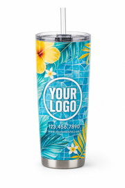 Tropical Mosaic custom pool cleaning & service crew uniform Tumbler — front